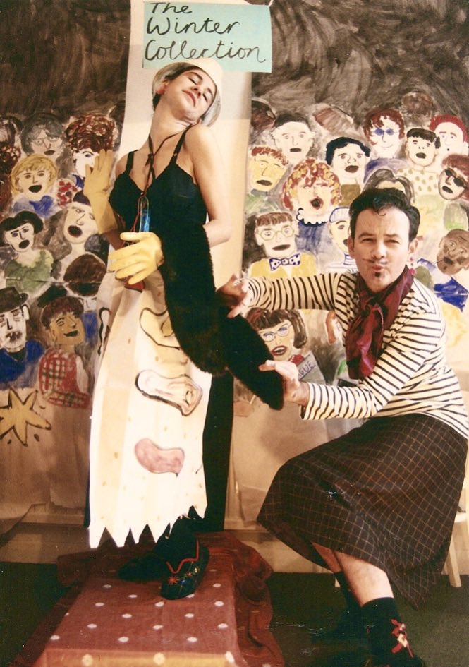 The fascinating High and Low John Galliano documentary reminded me that we did a Galliano/Gaultier Christmas card photo in 1998

'Supermodel waif Lisa Lichen glides down the catwalk in Chrispalliano's bias-cut ‘Fried eggs and bacon', inspired by the full English breakfast.'