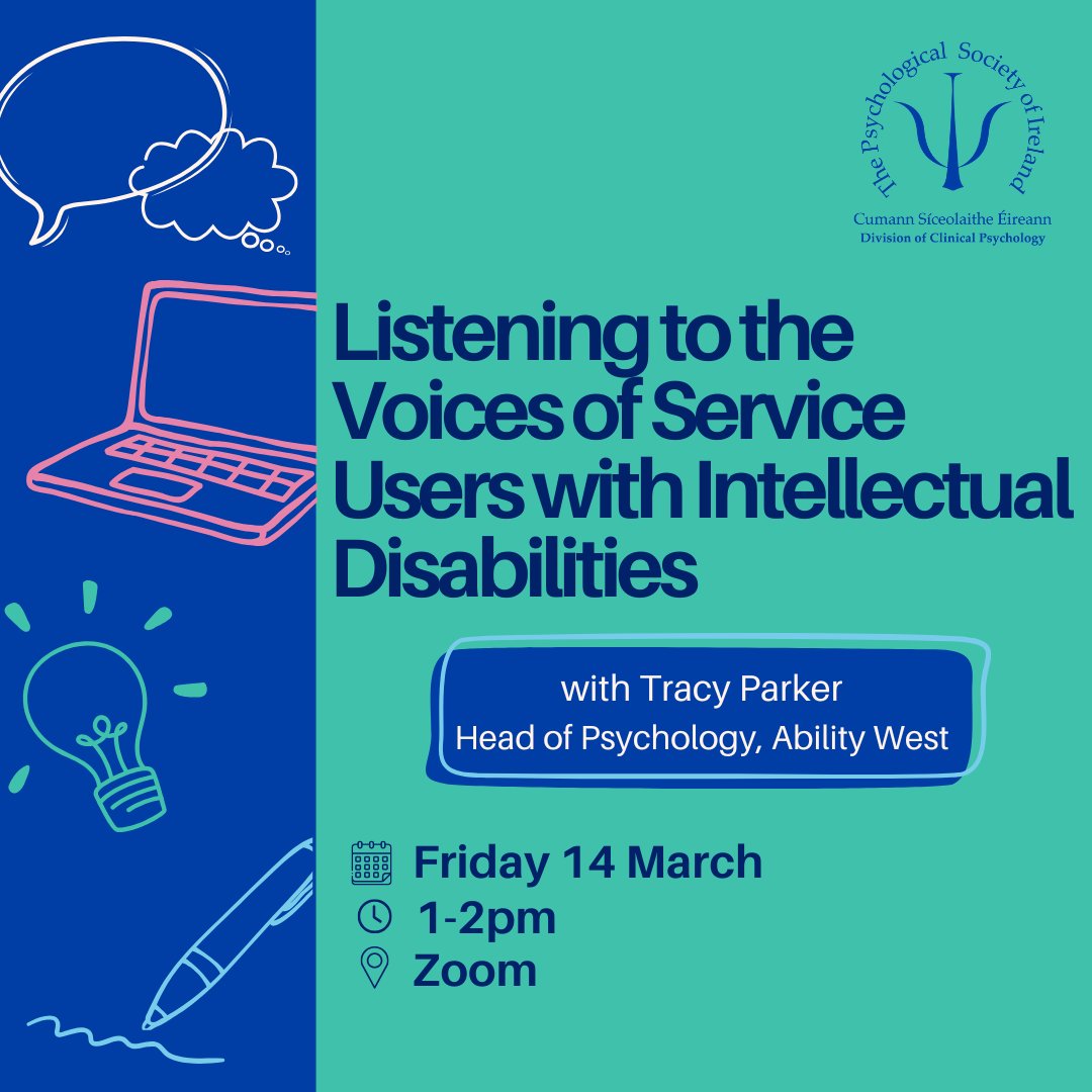 Psychological Society of Ireland (@psychsocireland) on Twitter photo Join <a href="/DCPPSI/">PSI Clin. Psychology</a> for this important webinar exploring challenges in the intellectual disability sector, with insights from service users on the support they receive and how their quality of life can be improved.
Register now: bit.ly/Clin_2 Join <a href="/DCPPSI/">PSI Clin. Psychology</a> for this important webinar exploring challenges in the intellectual disability sector, with insights from service users on the support they receive and how their quality of life can be improved.
Register now: bit.ly/Clin_2