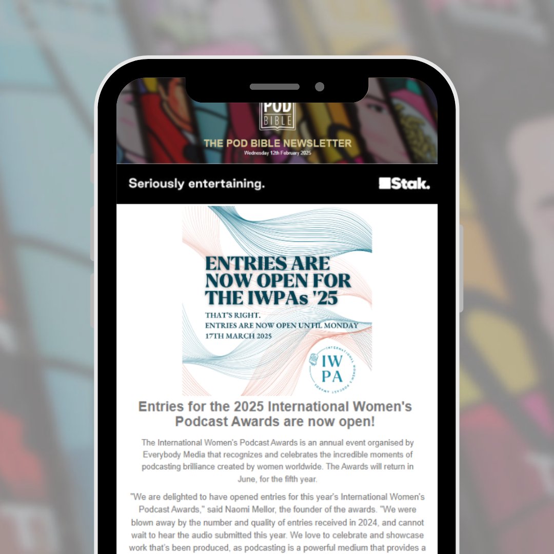 Pod Bible (@podbible) on Twitter photo NEWSLETTER #252!
Entries for the 2025 <a href="/IWPodcastAwards/">International Women’s Podcast Awards</a> are now open! PLUS @crossedwires_Festival has confirmed its first 2025 headliners…
READ NOW: mailchi.mp/podbiblemag/po…
#PodcastNewsletter #PodcastRecommendations #IWPA2025 #internationalwomenspodcastawards NEWSLETTER #252!
Entries for the 2025 <a href="/IWPodcastAwards/">International Women’s Podcast Awards</a> are now open! PLUS @crossedwires_Festival has confirmed its first 2025 headliners…
READ NOW: mailchi.mp/podbiblemag/po…
#PodcastNewsletter #PodcastRecommendations #IWPA2025 #internationalwomenspodcastawards