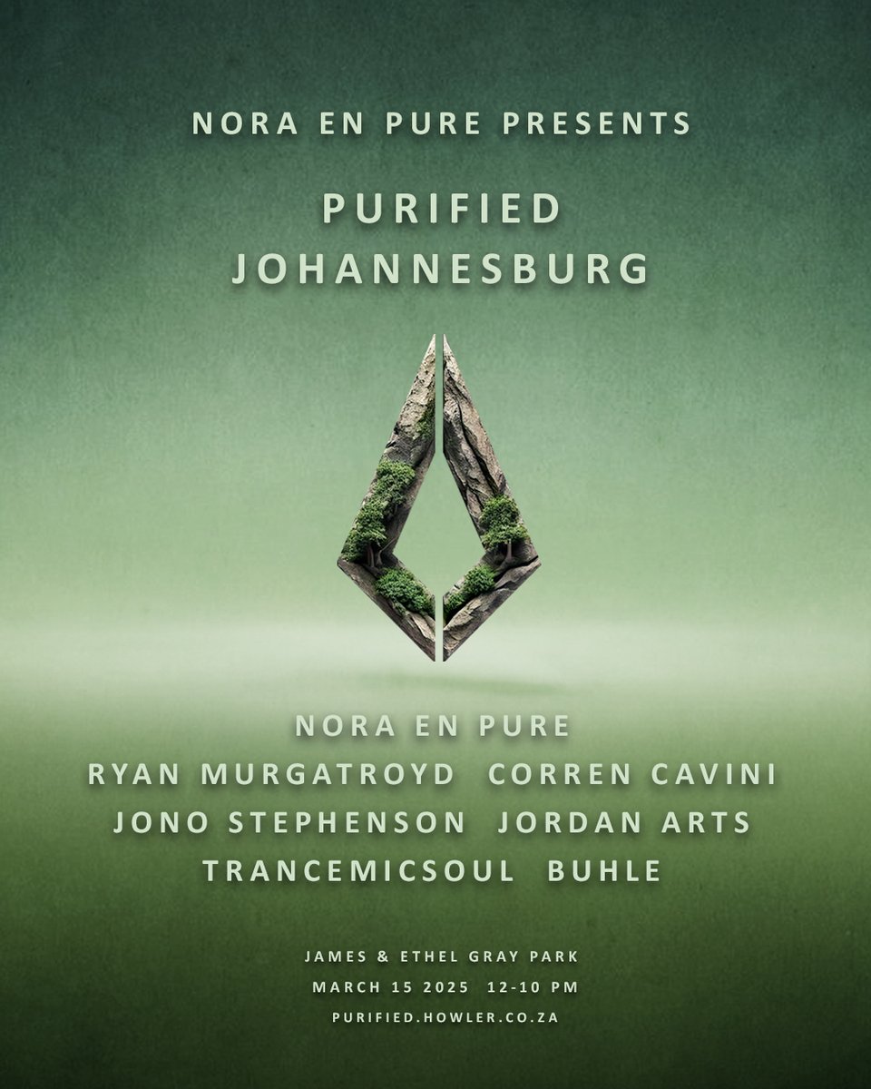 Nora En Pure (@noraenpure) on Twitter photo Johannesburg 🇿🇦 The lineup for #PurifiedJohannesburg has landed! Join us at James & Ethel Gray Park on March 15, 2025 for a day of blissful beats from myself, <a href="/TheRealMurgs/">Ryan Murgatroyd</a>, <a href="/correncavini/">Corren Cavini</a>, Jono Stephenson, <a href="/jordanartsmusic/">Jordan Arts</a>, <a href="/Trancemicsoul/">Trancemicsoul</a> and <a href="/DJ_Buhle/">BUHLE BEZULU 💫</a>🌊 Johannesburg 🇿🇦 The lineup for #PurifiedJohannesburg has landed! Join us at James & Ethel Gray Park on March 15, 2025 for a day of blissful beats from myself, <a href="/TheRealMurgs/">Ryan Murgatroyd</a>, <a href="/correncavini/">Corren Cavini</a>, Jono Stephenson, <a href="/jordanartsmusic/">Jordan Arts</a>, <a href="/Trancemicsoul/">Trancemicsoul</a> and <a href="/DJ_Buhle/">BUHLE BEZULU 💫</a>🌊