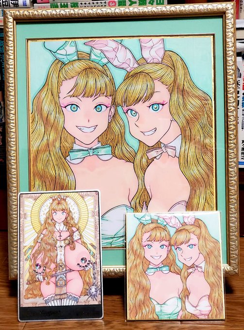 2月16日(日)のコミティア151、東2ホール【く01a】『Geselle&Estelle』で参加予定です。新規グッズとしてBUNNY  TWINSのキャビネットカードと、SAINT TITTYのデコキャビネットを持っていくほか、BUNNY TWINSの額装済み原画も展示します。詳しいお品書きはまた前日に出しますのでよろしくです。 