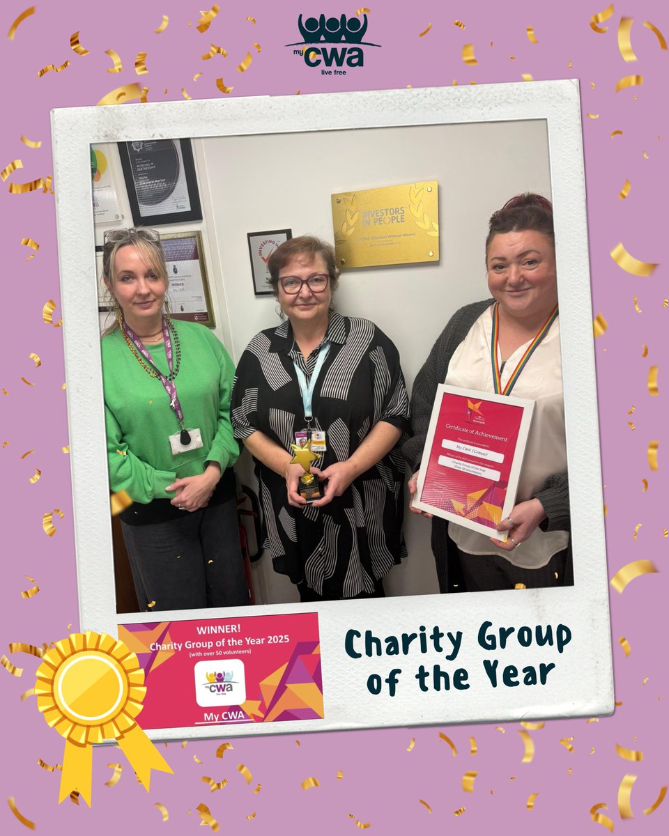 mycwacharity's tweet photo. Some bright news in tough times – our volunteers' incredible work has just been recognised with the Community ReAwards 2025 Charity Group of the Year Award. 🏆
Our volunteers are the backbone of #MyCWA. They show up rain or shine...
1/5 https://t.co/Eh6s9Hi5wc