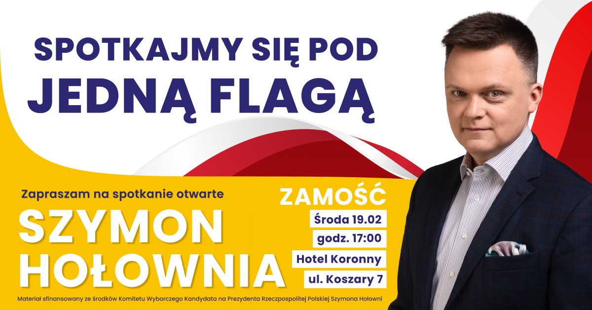 Mariusz /kaczi/ (@mariusz24469851) on Twitter photo Już w środę (19 lutego) spotkanie z
<a href="/szymon_holownia/">Szymon Hołownia</a> w Zamościu
Spotkamy się o godzinie 17:00 w Hotelu Koronnym (ul. Koszary 7).
#Zamość #Lubelskie
@ Już w środę (19 lutego) spotkanie z
<a href="/szymon_holownia/">Szymon Hołownia</a> w Zamościu
Spotkamy się o godzinie 17:00 w Hotelu Koronnym (ul. Koszary 7).
#Zamość #Lubelskie
@