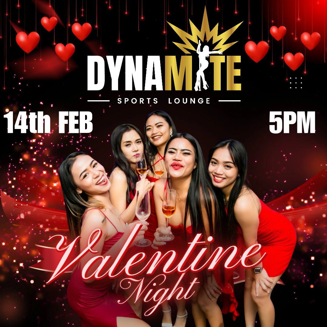 DynamitePattaya's tweet photo. Are you lonely? Come and celebrate🧨 ❤️Valentine's Day❤️ together with our beautiful Ladys💃 at Dynamite Sports Lounge 🔥

#DynamiteSportsLounge #PattayaSportsBar
#SportsAndFun #DynamiteEntertainment
#PattayaNightlife #SportsLoungeVibes
 #DynamiteVibes #ValentinesDay https://t.co/PLSyEusL94