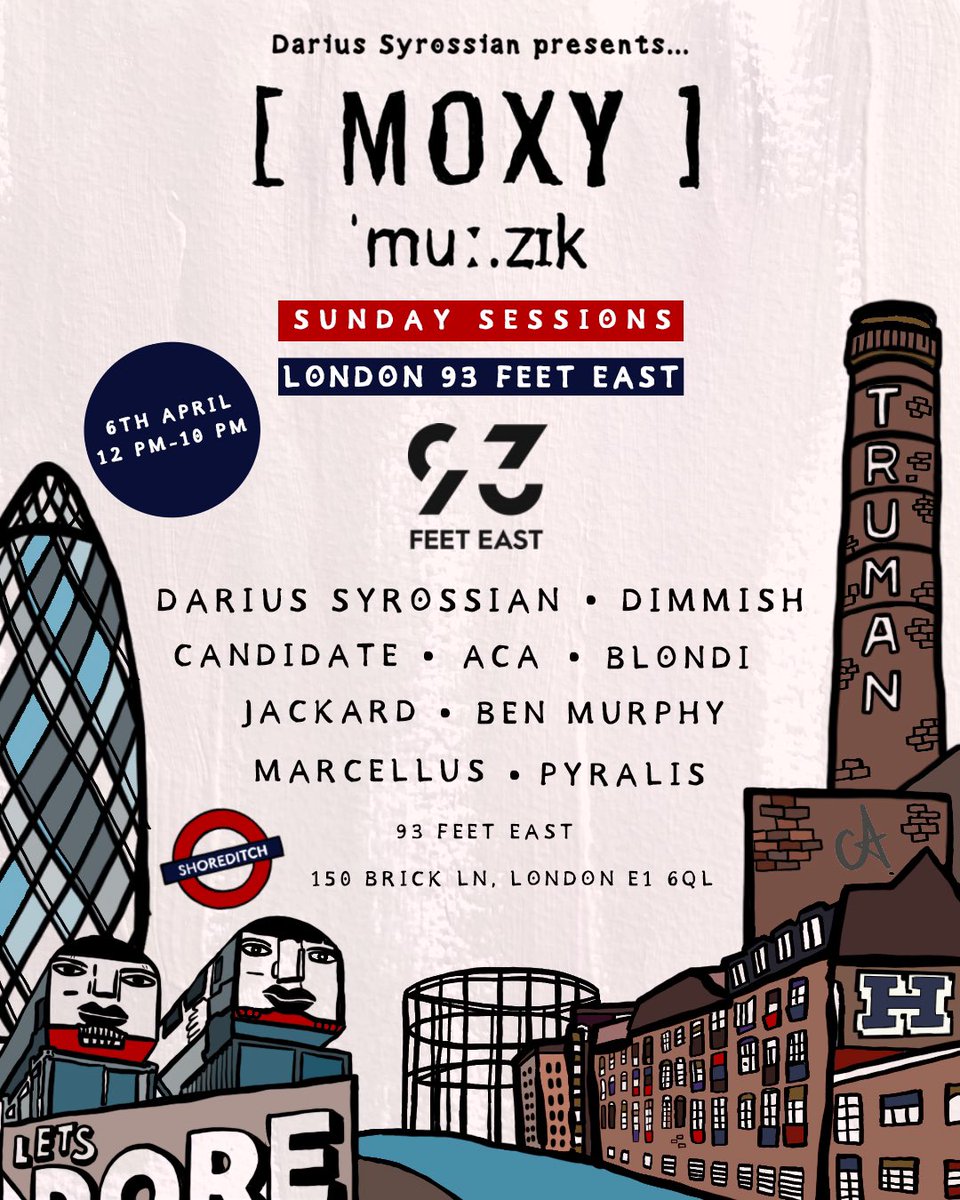 Gassed to be droppin' 💣z in the big smoke with the crew at <a href="/93FeetEast/">93FeetEast</a> 💨

Ready for some Sunday shellerz in Shoreditch with the <a href="/moxy_muzik/">[Moxy]Muzik</a> fam! ☎️