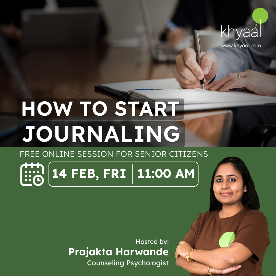 KhyaalFamily's tweet image. Learn how to start journaling and unlock the joy of self-expression. Attend this session if you are above the age of 55 years or share it with an elderly loved one.
#journaling #journal #seniorcitizens 
To attend our exclusive sessions:
📱 Download the app :…