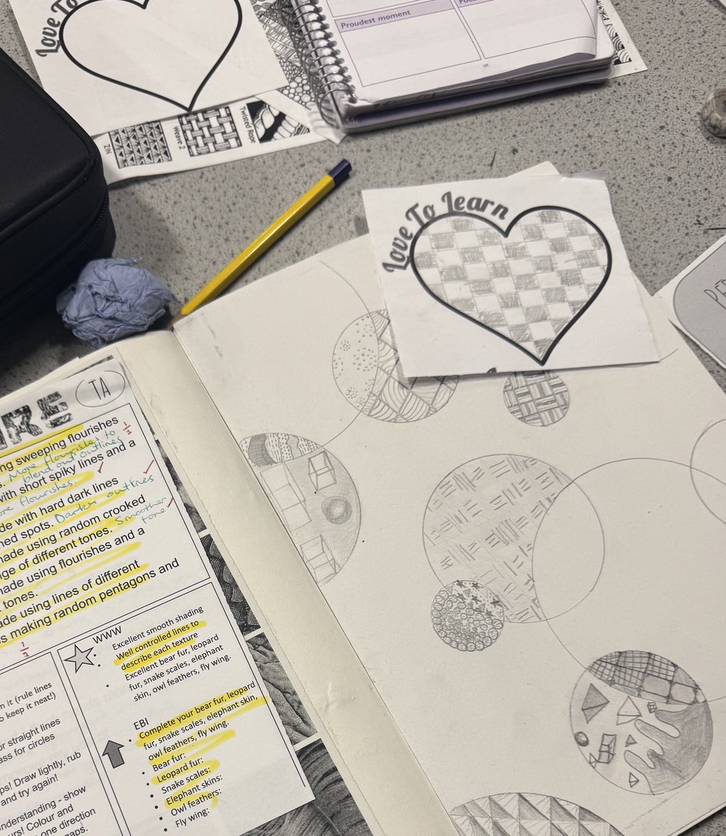 OGATRVP's tweet image. This week at @OutwoodAcklam students have taken part in new ‘Love to Learn’ activities. In art Mr Todd asked students to create their own design using the skills they’ve been practicing in lesson. This also included applying their feedback 👏♥️ #lovetolearn #thirstforlearning