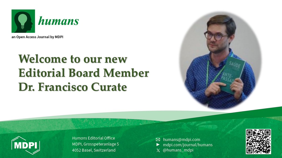 👏 We are pleased to announce that Dr. Francisco Curate from the University of Coimbra has recently been appointed as Editorial Board Member of Humans. 

We wish Dr. Curate a warm welcome and all the best in both his research and efforts to develop the journal.