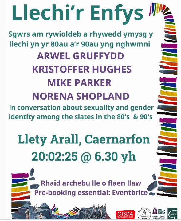 If you're around Caernarfon next Thursday, you could pop into this <a href="/LGBTHM/">LGBT+ History Month 🏳️‍🌈🏳️‍⚧️</a> <a href="/AmgueddfaLechi/">Amgueddfa Lechi Cymru | National Slate Museum</a> <a href="/LletyArall/">Llety Arall, Caernarfon</a> #LGBTQhistorymonth
