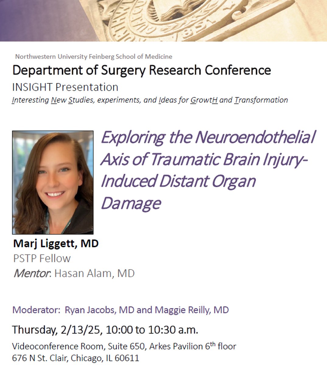 Karen J. Ho, MD (@karenholab) on Twitter photo ... and today's Research INSIGHT Presentation by <a href="/liggett_md/">Marjorie Liggett, MD</a> on her work-in-progress with <a href="/DrHasanAlam/">Hasan Alam</a> as a T32 resident
<a href="/NMSurgery/">Northwestern Surgery</a>
Arkes Family Pavilion Videoconference Room
10-10:30 am ... and today's Research INSIGHT Presentation by <a href="/liggett_md/">Marjorie Liggett, MD</a> on her work-in-progress with <a href="/DrHasanAlam/">Hasan Alam</a> as a T32 resident
<a href="/NMSurgery/">Northwestern Surgery</a>
Arkes Family Pavilion Videoconference Room
10-10:30 am