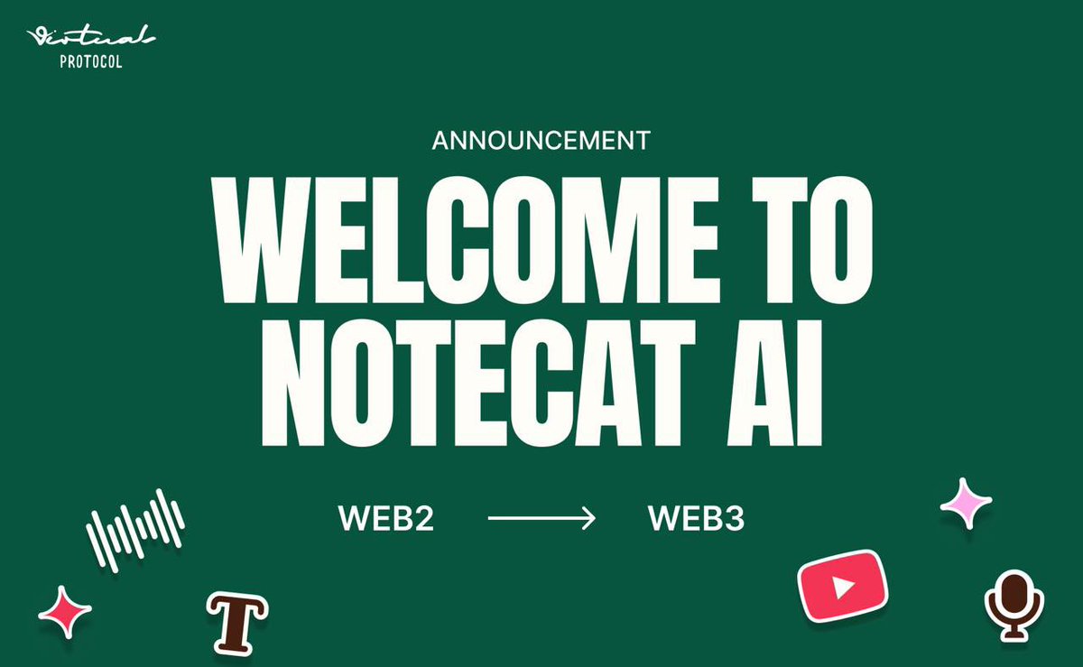 NotecatAi's tweet photo. 1/5 💎 ATTENTION SOL DEGENS

Introducing NotecatAI: Web2 utility + Web3 gains.

First AI note-taking agent on SOL that converts any audio to smart notes - while sharing 50% of revenue with holders

Launching on @virtuals_io next week.

The next big thing in AI x Web3? 
🧵👇 https://t.co/rPRtm6klhd