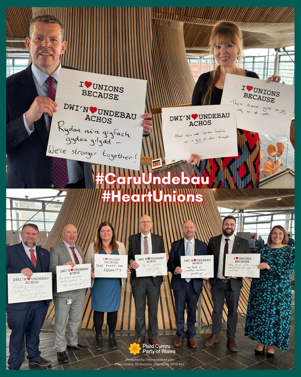 From the Miners' strike 40 years ago, to standing with workers this #HeartUnions week - Plaid Cymru have a proud tradition of supporting trade unions.

Tell us below why you ❤️ trade unions! 👇