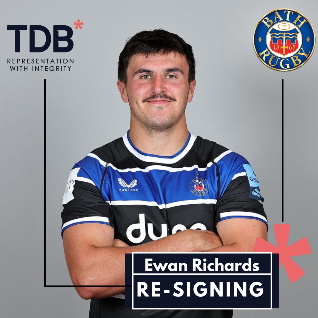 Delighted for <a href="/Ewanrichards21/">Ewan</a> on re-signing with Bath Rugby. Ewan, 22, has captained his boyhood club through last season and this campaign's Premiership Rugby Cup since his 2021/22 breakthrough year. 
Exciting times ahead Ewan. Go get it ✍ 🔵⚫⚪ #EwanRichards #BathRugby #COYB