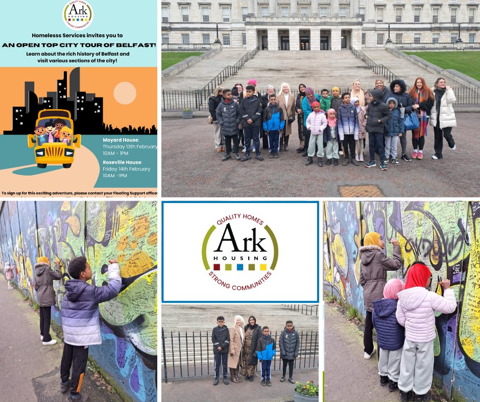 Half-term hijinx! ☀️

Residents from Roseville House enjoyed an open-top bus tour of Belfast, exploring the city's history. Thanks to <a href="/publichealthni/">Public Health Agency</a> Clear Project for making this possible!

To learn more about Homeless Services, please visit our website 
arkhousing.co.uk/page/homeless-…