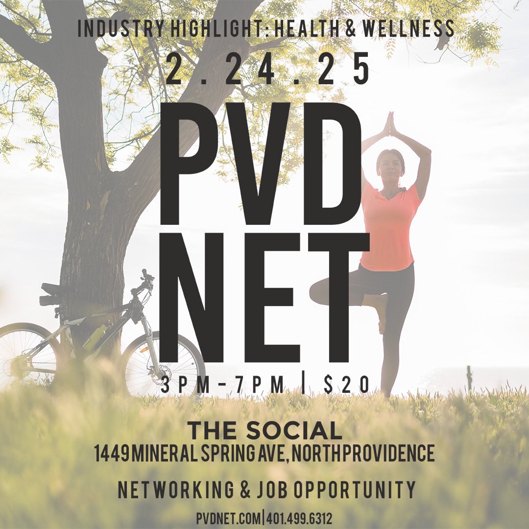 PVDNetworking's tweet image. 🌿 Health &amp;amp; Wellness Networking Event 🏋️‍♂️🥗
📅 Mon, 2/24/25 | 3 PM – 7 PM
📍 The Social – 1449 Mineral Spring Ave, North Providence

🎟 50% OFF Early Bird Tickets – Ends 2/16! Includes food!

Special thanks to Anthony’s Jewelry

🔗 Get tickets now!

#PVDNET #NetworkingEvent