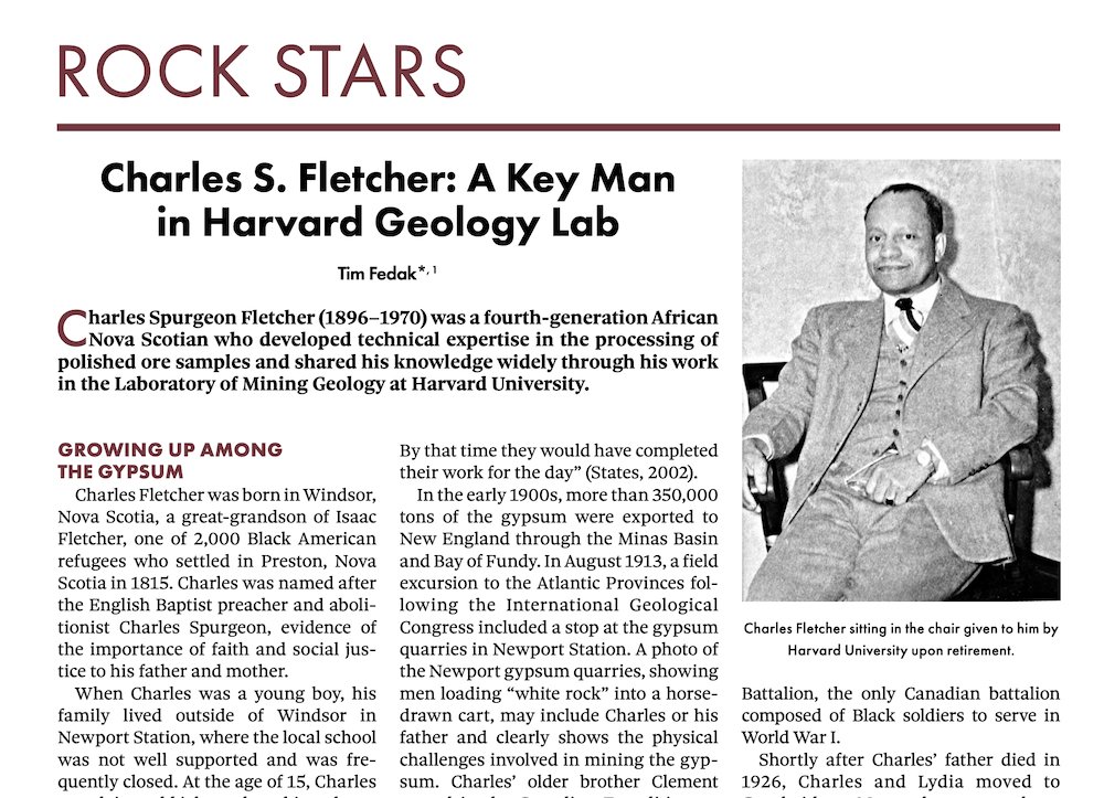 Tim Fedak, PhD FRCGS (@tim_fedak) on Twitter photo Charles Fletcher, a fourth generation African Nova Scotian became a key man in the Mining #Geology Laboratory of #Harvard University from 1930-1970. #blackhistorymonth <a href="/geosociety/">geosociety</a> #GSAToday #NovaScotia Legacy in Action: Celebrating Black Brilliance at: rock.geosociety.org/net/gsatoday/a… Charles Fletcher, a fourth generation African Nova Scotian became a key man in the Mining #Geology Laboratory of #Harvard University from 1930-1970. #blackhistorymonth <a href="/geosociety/">geosociety</a> #GSAToday #NovaScotia Legacy in Action: Celebrating Black Brilliance at: rock.geosociety.org/net/gsatoday/a…