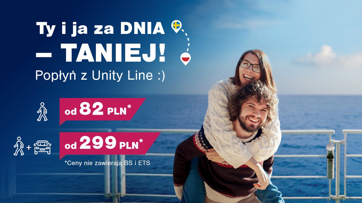 UnityLine's tweet image. ⛴️ Popłyń taniej z Unity Line w ciągu dnia! ☀️ Skorzystaj z naszej specjalnej oferty już od 82 PLN. 💰 Idealna opcja na Twoją kolejną podróż między Polską a Szwecją 💙
Sprawdź szczegóły tutaj: unityline.pl/oferty/oferty-…
#Podróże #TyIJaZaDnia #UnityLine