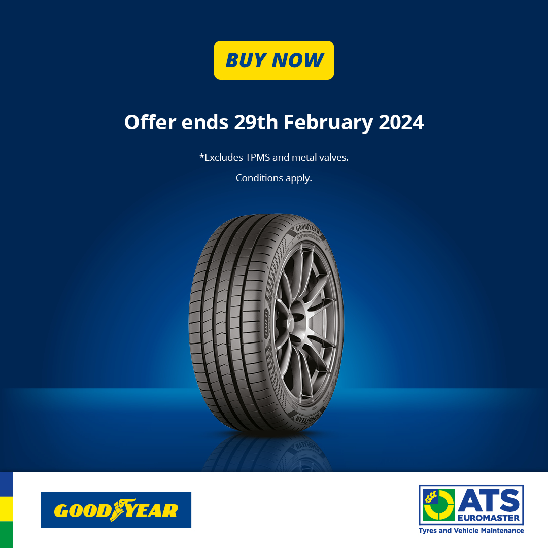 Goodyear Savings Alert! 💸

For a limited time, enjoy £70 off fitting when you buy 4 Goodyear tyres, or £35 off when you purchase 2.

Upgrade your tyres and save—find out more here: tinyurl.com/2y62hwtc

#ATSEuromaster #Offers #Goodyear