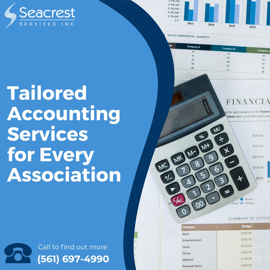 seacrestlife's tweet photo. No two associations are the same—that’s why our accounting services are customized to meet your community’s unique needs. From transparent reporting to seamless financial management, we’ve got you covered! 

#seacrestservices #propertymanagement #accounting #landscaping #westp... https://t.co/i1CDWe8Pi7
