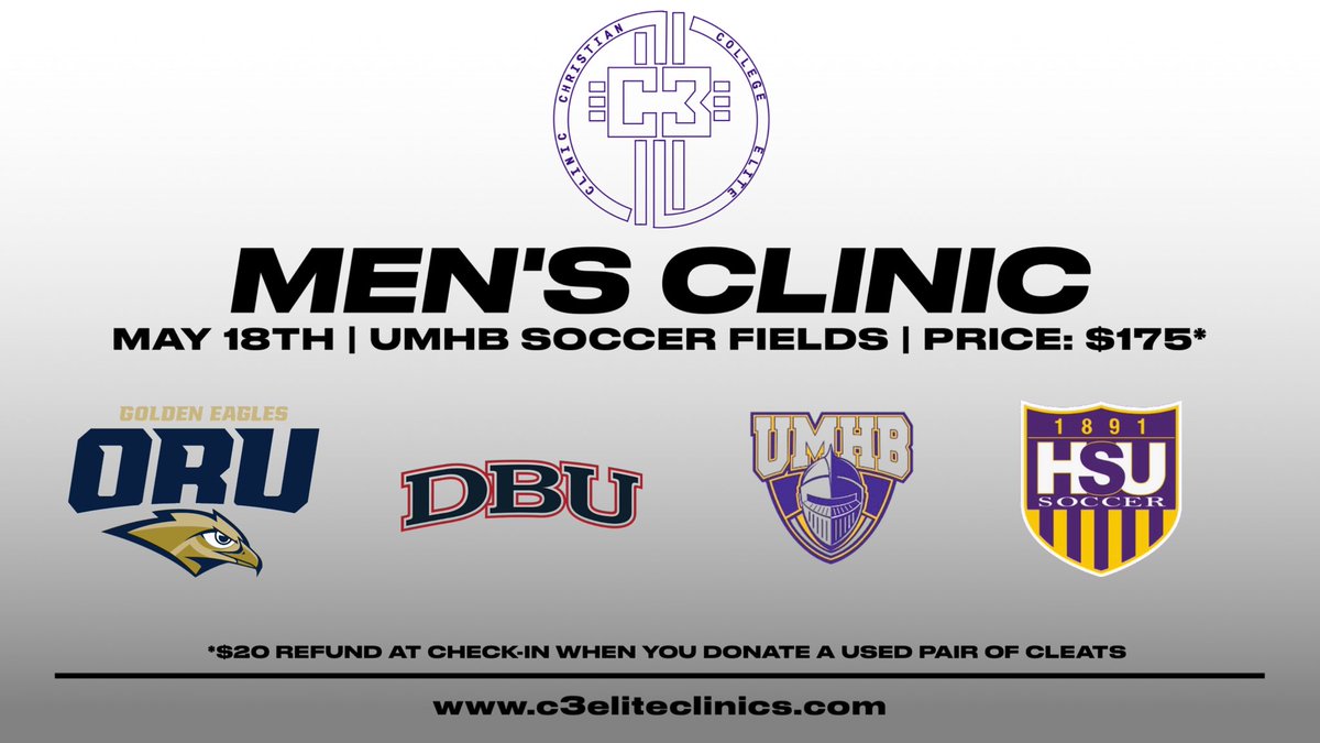 The Men’s C3 lineup is set! Don’t miss out on this amazing opportunity to work with and be scouted by some of the top Christ-centered programs in the country!

Sign up below⬇️⬇️

🔗: c3eliteclinics.com

#ChristianCollegeEliteClinic