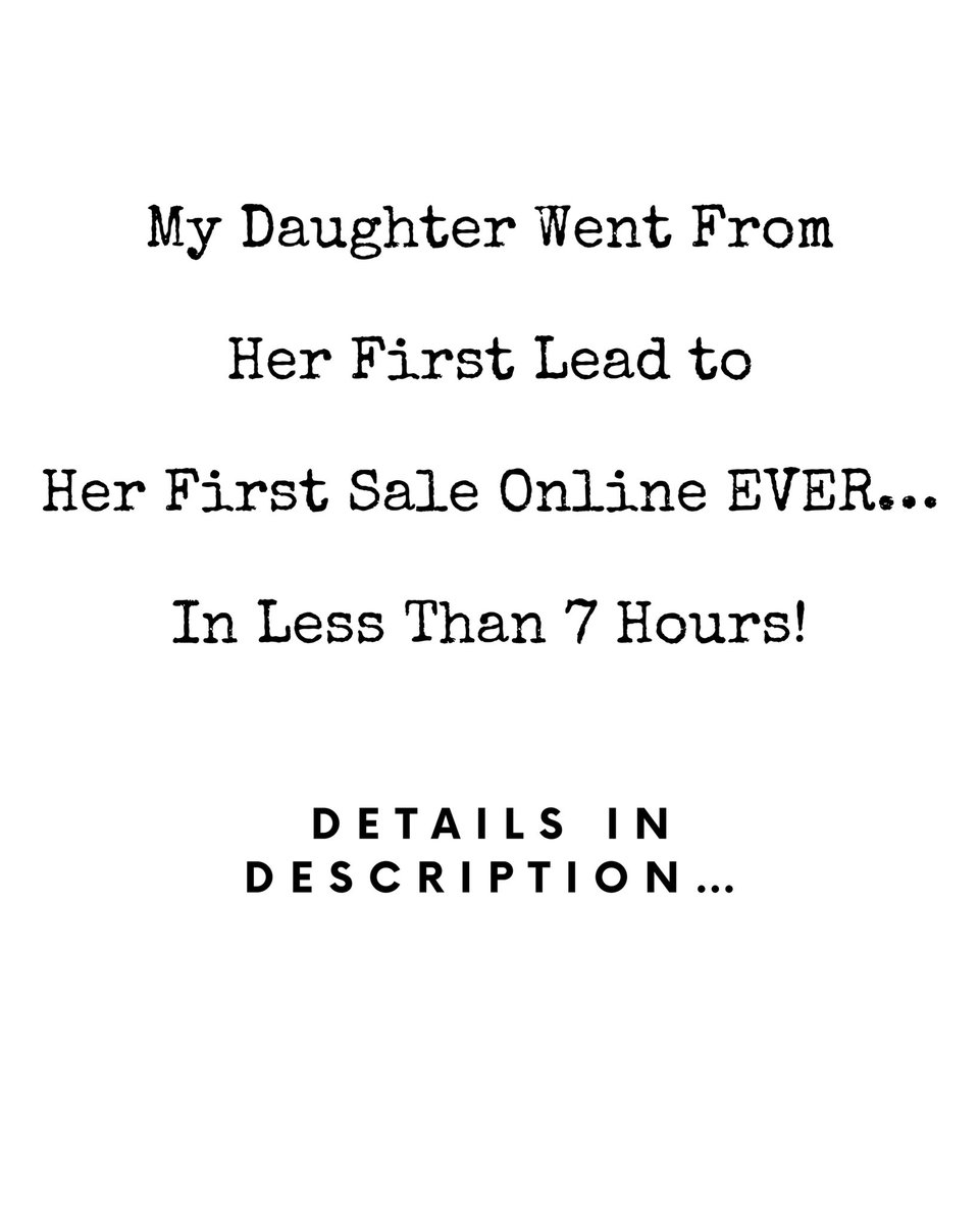 realnickbramble's tweet photo. 😃 Yep… in just 7 hours she went from her first lead online to her first sale. 

💥 And it was recurring!  

Here’s the thing though…

❌  She didn’t take the guru, or the content creator, or the course creator, or the post a gazillion images and reels and blah, blah, blah in her social ls route  

❌  She didnt build a complicated funnel.

❌  She didn’t try to become a guru. 

❌  She didn’t make a thousand videos or a gazillion pieces of content. 

❌  She didn’t start an agency. 

❌  She didn’t create her own product. 

❌  She didn’t have a thousand DM conversations. 

❌  She didnt do a webinar.

She came to me and asked for a simple, quick, step by step path to make her first sale online.

And then she did what most don’t do…
  
👉 She listened. 

💥  She DID the things that I suggested IMMEDIATELY!

Here’s what she did:

1️⃣  She picked a good offer that focused on helping people get a specific result that THEY wanted.

2️⃣  She paid to get instant traffic (instead of playing the endless content game).

3️⃣  She sent the traffic to an “invisible sales” process that she didn’t even have to create.

The “invisible sales” process actually helped the people get the result that THEY wanted.

Meaning… it actually helped them instead of actively selling something.

And even though she wasn’t doing what most do and screaming “Buy My Thing!”

💥  BLAMMO….

🤑 She went from first lead to first sale in less than 7 hours!

If you’re looking for a simpler way…

A faster way.

A way to grow a business online that actually produces cash flow in a way that gives you time and freedom to enjoy it…

I’m launching a brand new platformm and community that will show you how to do EXACTLY what my daughter did. 

So you can be potentially getting sales in hours as well. 

❌  Without the struggle.

❌  Without the techie mumbo jumbo. 

😃  Heck… I’ll even build you exactly what she did and you can use it as your own to siphon profits from the internet on demand. 

If you want a private invite to the platform and community…

👉  Drop me a comment that says “7 Hours” below and I’ll give you a private invite