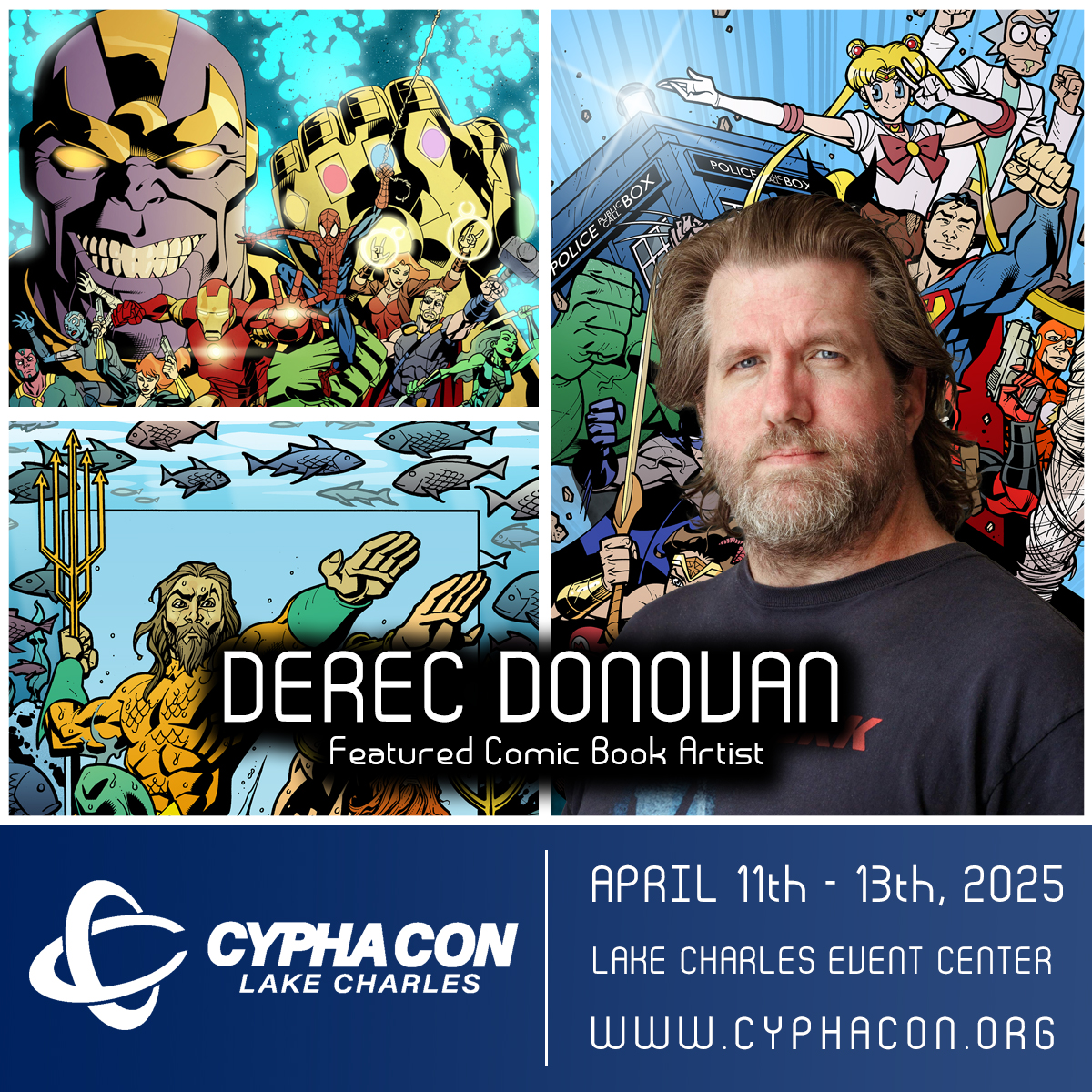 CYPHACON (@cyphacon) on Twitter photo CYPHACON is pleased to announce our Featured Comic Book Artist, Derec Donovan!
Derec will be joining us April 11th - 13th, 2025 at the <a href="/LCCivicCenter/">LakeCharlesEventCtr</a> in Lake Charles Louisiana!
For complete information visit our website, tickets on sale now! cyphacon.org/speakers/artis… CYPHACON is pleased to announce our Featured Comic Book Artist, Derec Donovan!
Derec will be joining us April 11th - 13th, 2025 at the <a href="/LCCivicCenter/">LakeCharlesEventCtr</a> in Lake Charles Louisiana!
For complete information visit our website, tickets on sale now! cyphacon.org/speakers/artis…