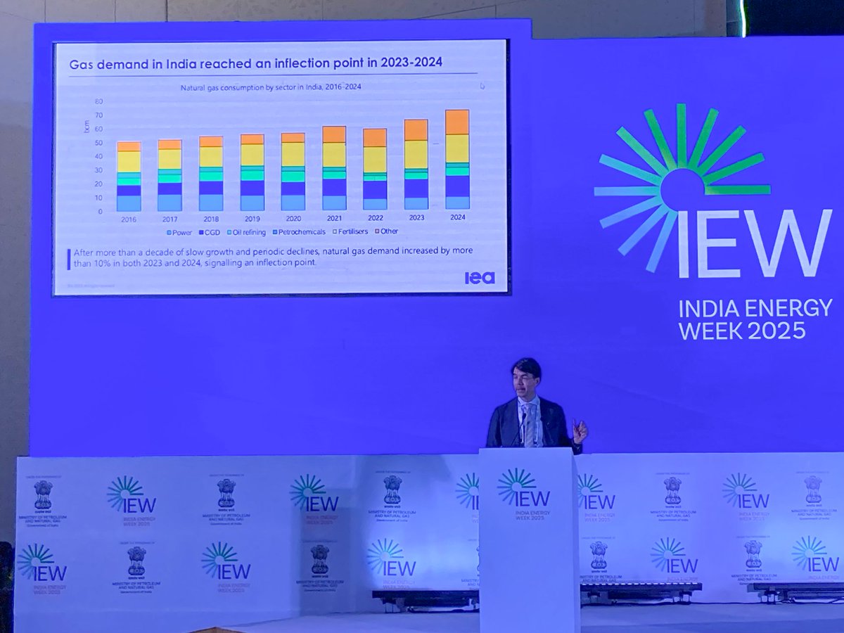 Mary Burce Warlick (@ambmarywarlick) on Twitter photo Pleased to launch <a href="/IEA/">International Energy Agency</a>’s India Gas Market Report with our GCP Division Head Dennis Hesseling & experts from <a href="/PetroleumMin/">Ministry of Petroleum and Natural Gas #MoPNG</a> & <a href="/PPACIndia/">Petroleum Planning & Analysis Cell, MoPNG, GoI</a> at #IndiaEnergyWeek
🇮🇳's gas market is at an inflection point, as infrastructure expansion & policy support drive strong growth in demand Pleased to launch <a href="/IEA/">International Energy Agency</a>’s India Gas Market Report with our GCP Division Head Dennis Hesseling & experts from <a href="/PetroleumMin/">Ministry of Petroleum and Natural Gas #MoPNG</a> & <a href="/PPACIndia/">Petroleum Planning & Analysis Cell, MoPNG, GoI</a> at #IndiaEnergyWeek
🇮🇳's gas market is at an inflection point, as infrastructure expansion & policy support drive strong growth in demand