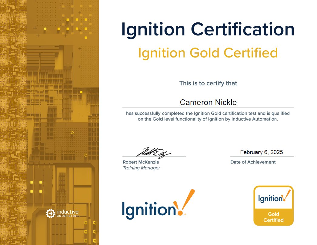 streamlinectrl's tweet photo. Cam Nickle is now Ignition Gold Certified! For our clients, that means optimized, secure, and scalable solutions designed for long-term performance. Expertise that delivers real results.
#IgnitionSCADA https://t.co/Yjgrx46CKw