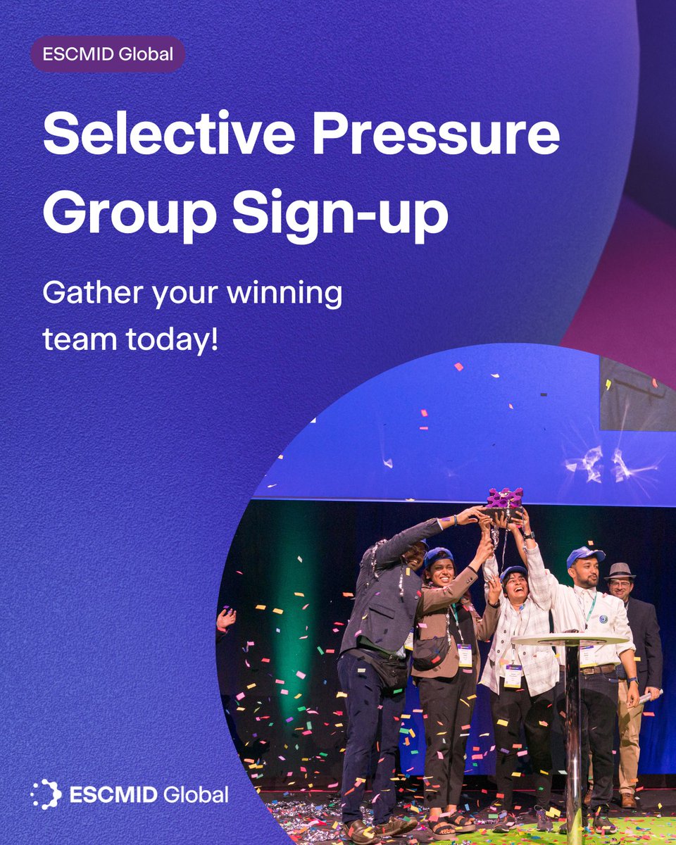 We didn’t want you to miss out on all the action! Group sign-ups were extended until the end of the month for the 2025 edition of “Selective Pressure” the #ESCMIDGlobal quiz show. 

The deadline for team sign-ups is now 28 Feb 2025. 
Register your team: ow.ly/esFw50UE7AL