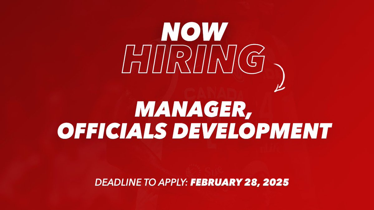 Canada Basketball (@canbball) on Twitter photo Now Hiring 🗣️
We are looking for a dynamic and experienced individual to lead and support the growth of basketball officiating across Canada
Learn more at basketball.ca/en/about/caree… 🔗 Now Hiring 🗣️
We are looking for a dynamic and experienced individual to lead and support the growth of basketball officiating across Canada
Learn more at basketball.ca/en/about/caree… 🔗