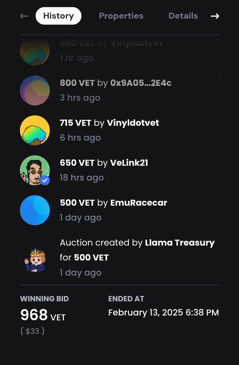 Settled at 968 $VET 🚀
