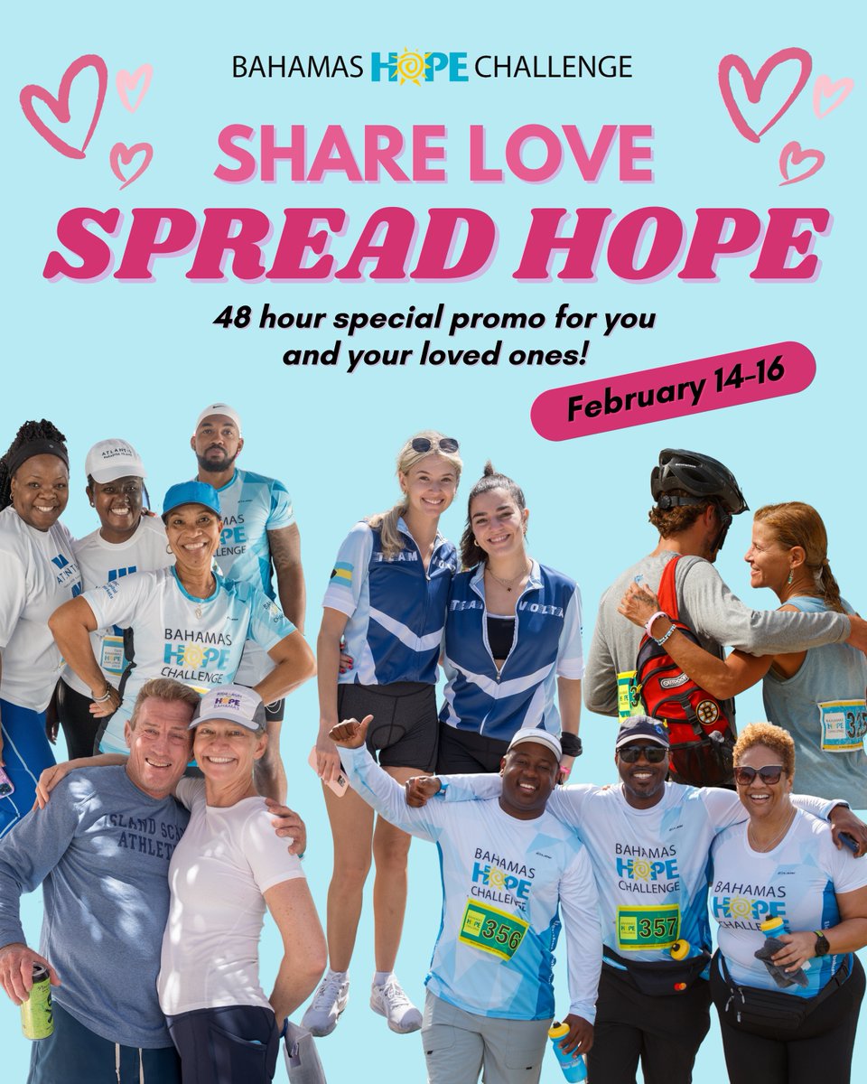 Take advantage of our Share Love Spread Hope promotion! Invite your loved ones - family, friends, and colleagues - to join you at BHC for the LOWEST REGISTRATION PRICE YET at $50. No code necessary, just sign up between tomorrow and end of day on Sunday. #bahamashopechallenge