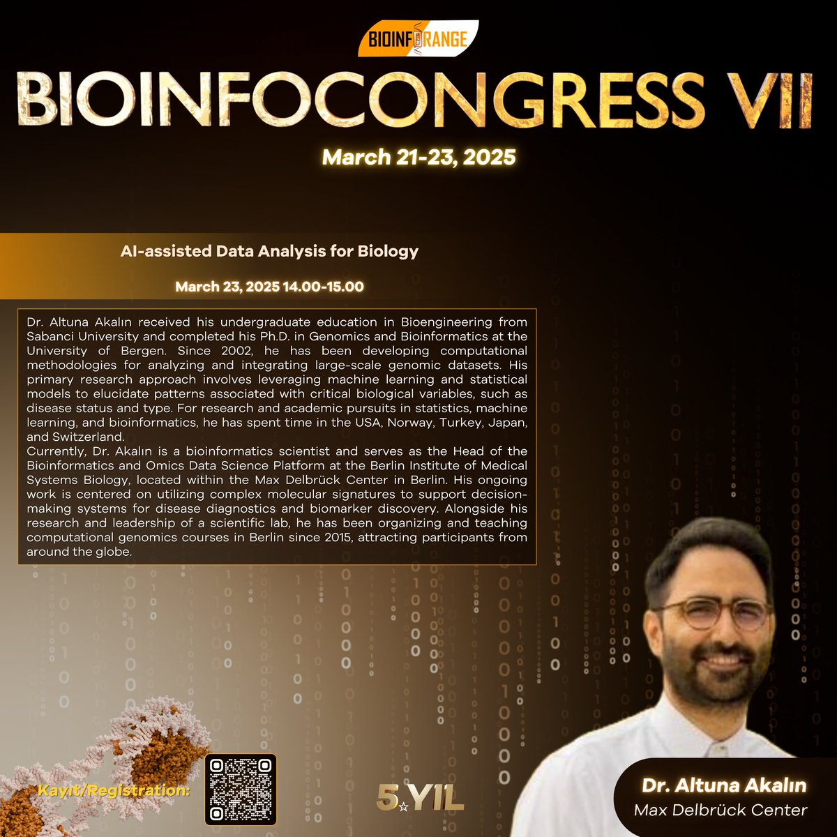 BIOINFORANGE (@bioinforange) on Twitter photo #BIOINFOCONGRESS VII kapsamında, 23 Mart 2025 tarihinde 14.00-15.00 saatleri arasında Sayın Dr. Altuna Akalın (<a href="/AltunaAkalin/">Altuna Akalin</a>) "AI-assisted Data Analysis for Biology” konulu konuşmasını gerçekleştirecektir.
🔗 Kayıt Formu: lnkd.in/deTRf2qK #BIOINFOCONGRESS VII kapsamında, 23 Mart 2025 tarihinde 14.00-15.00 saatleri arasında Sayın Dr. Altuna Akalın (<a href="/AltunaAkalin/">Altuna Akalin</a>) "AI-assisted Data Analysis for Biology” konulu konuşmasını gerçekleştirecektir.
🔗 Kayıt Formu: lnkd.in/deTRf2qK