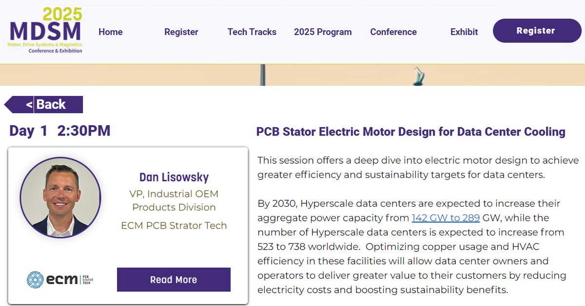 pcbstator's tweet image. ECM&apos;s Dan Lisowsky will speak at MDSM &apos;25, Feb. 19. in TLH, Florida. If you&apos;re attending, come interact with Dan on the upsides of #PCBStator #electricmotor #design and #PrintStator #MotorCAD for #DataCenter cooling! hubs.ly/Q036DPQx0