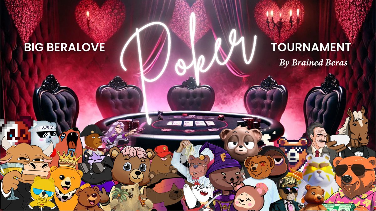 bigbrainedberas's tweet image. Henlo and furthermore ooga booga!

On Valentine’s Day, beras should never feel lonely, to help with that we’re doing something extraordinary — with lots of love and honey!

Big Beralove Poker Tournament on 14th Feb 6 pm UTC

BrainedBeras is hosting the biggest poker event on…