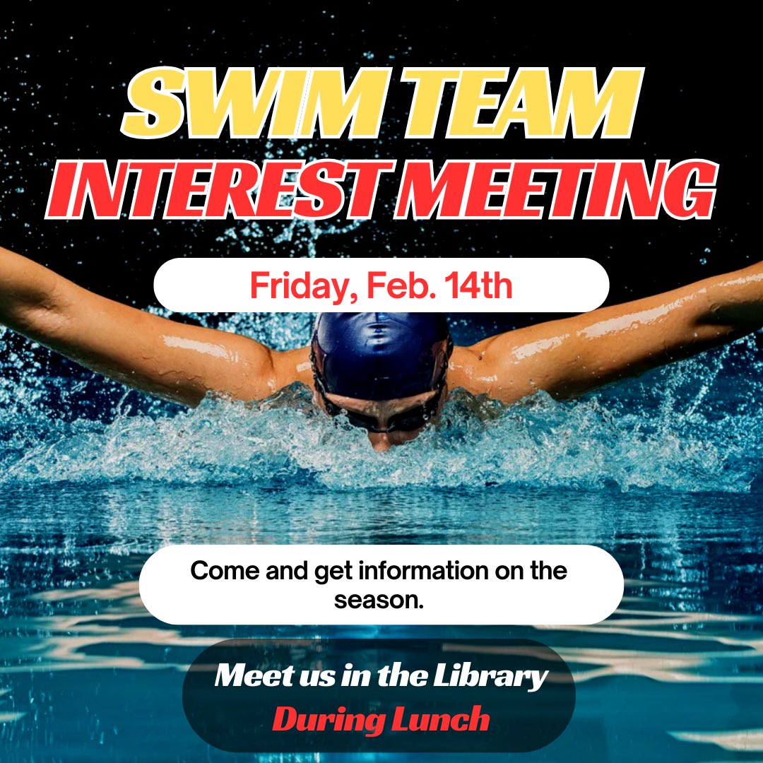 DHMS_Activities's tweet image. The 2025 Swim and Dive Season is here!

There will be an interest meeting  Friday, Feb. 14th during each grade level lunch in the library. Come and get information on the season. Swim Practice starts Feb. 18th and Dive practice starts Feb. 25th