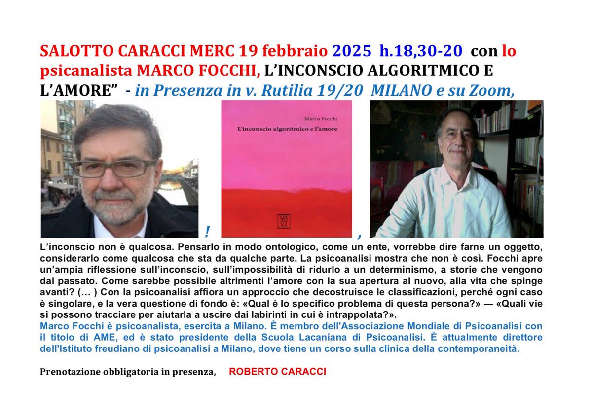 focchi's tweet photo. Salotto Caracci - L'inconscio algoritmico e l'amore https://t.co/0zPOxdYosK https://t.co/Tnv1iKmcEl