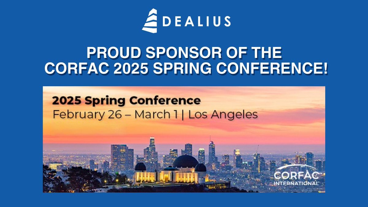 DealiusCRE's tweet image. Excited to sponsor the CORFAC International 2025 Spring Conference in Los Angeles!

Join us from February 26-March 1 at Hotel Indigo in Downtown LA for insightful discussions and networking opportunities.

See you there! 

@‌corfac 

#CORFAC #Dealius #ConferenceSponsor