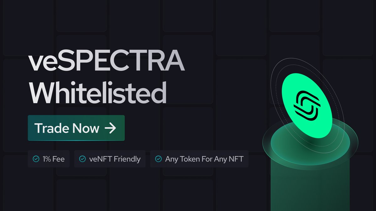OpenXSwap's tweet photo. World's most liquid veNFT marketplace grows further with the addition of veSPECTRA!
@spectra_finance users can now enjoy a seamless #veNFT trading experience with a low, flat 1% fee.
Trade veSPECTRA here:
https://t.co/CXwAQVIiQE https://t.co/i95XCu6BuF