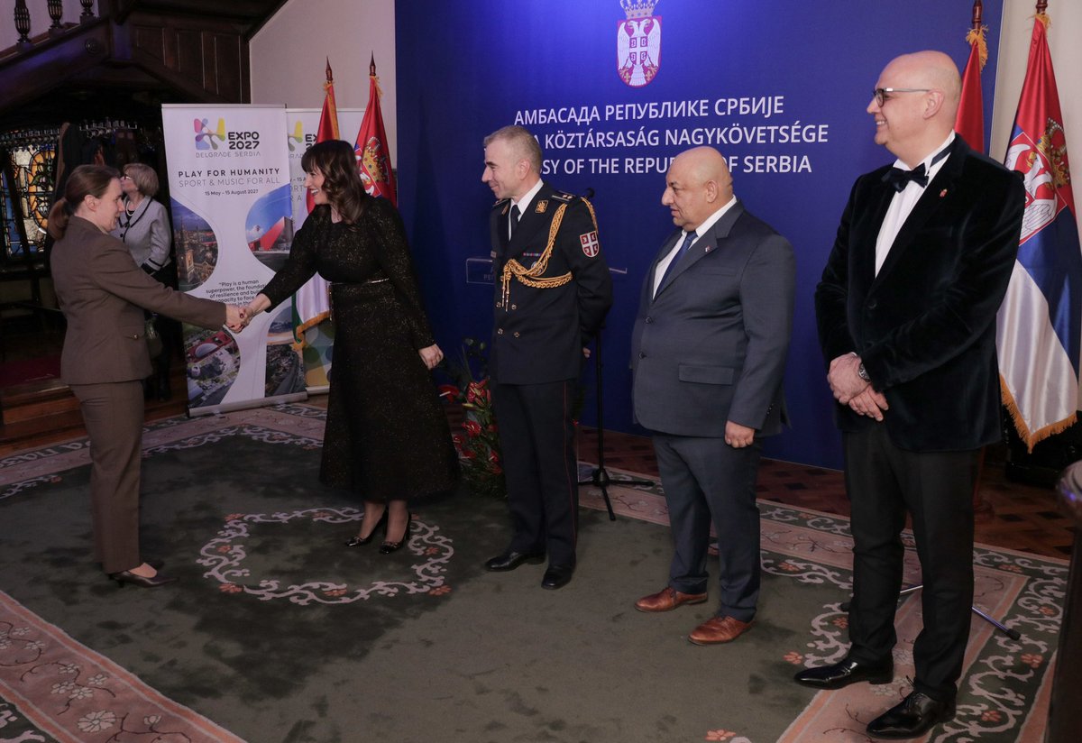 A reception was held on February 12th at the Embassy of the Republic of Serbia in Hungary on the occasion of the Statehood Day of the Republic of Serbia and the Serbian Army Day.
In her speech, Ambassador <a href="/Djurovic_Aleks/">Aleksandra Djurovic</a> underlined that the exceptional bilateral relations between