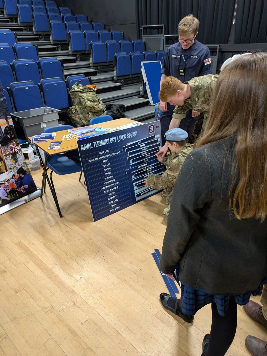 URNU Solent (@urnusolent) on Twitter photo This week, A/Mid Best, OC Thomas and A/2nd Lt Mitchell were invited to a recruiting fair at <a href="/MatraversSchool/">Matravers School</a>
There was great engagement from all students. They were also joined by <a href="/Bristol_UOTC/">Bristol UOTC</a> and assisted by the CCF.
BZ to all involved! This week, A/Mid Best, OC Thomas and A/2nd Lt Mitchell were invited to a recruiting fair at <a href="/MatraversSchool/">Matravers School</a>
There was great engagement from all students. They were also joined by <a href="/Bristol_UOTC/">Bristol UOTC</a> and assisted by the CCF.
BZ to all involved!