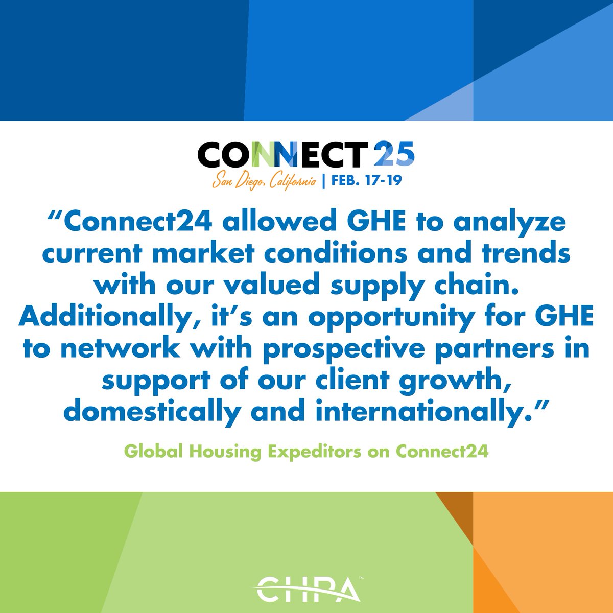✨ Connect25 is where new growth opportunities await!

A special thank you to Global Housing Expeditors for speaking on their Connect24 experience.

It's not too late to register: chpaonline.org/connect25

#CHPAConnect25