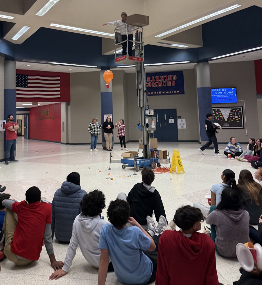 DrBrittCantrell's tweet photo. @NorthForsythMS 8th grade students completed their forces unit with an epic egg drop lab - 100 % engagement in @FCSchoolsGA #weDOscience #scienceforALL #scienceisaVERB https://t.co/8BTJ687lPr