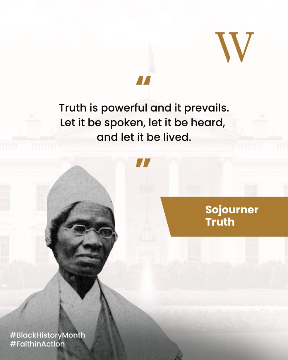 TheWitnessFund's tweet photo. Am I not a woman? Sojourner Truth's powerful words still echo in the fight for equality and justice. Are you ready to raise your voice like she did? #BlackHistoryMonth #SojournerTruth #SpeakUp https://t.co/9w6bhyNCA6