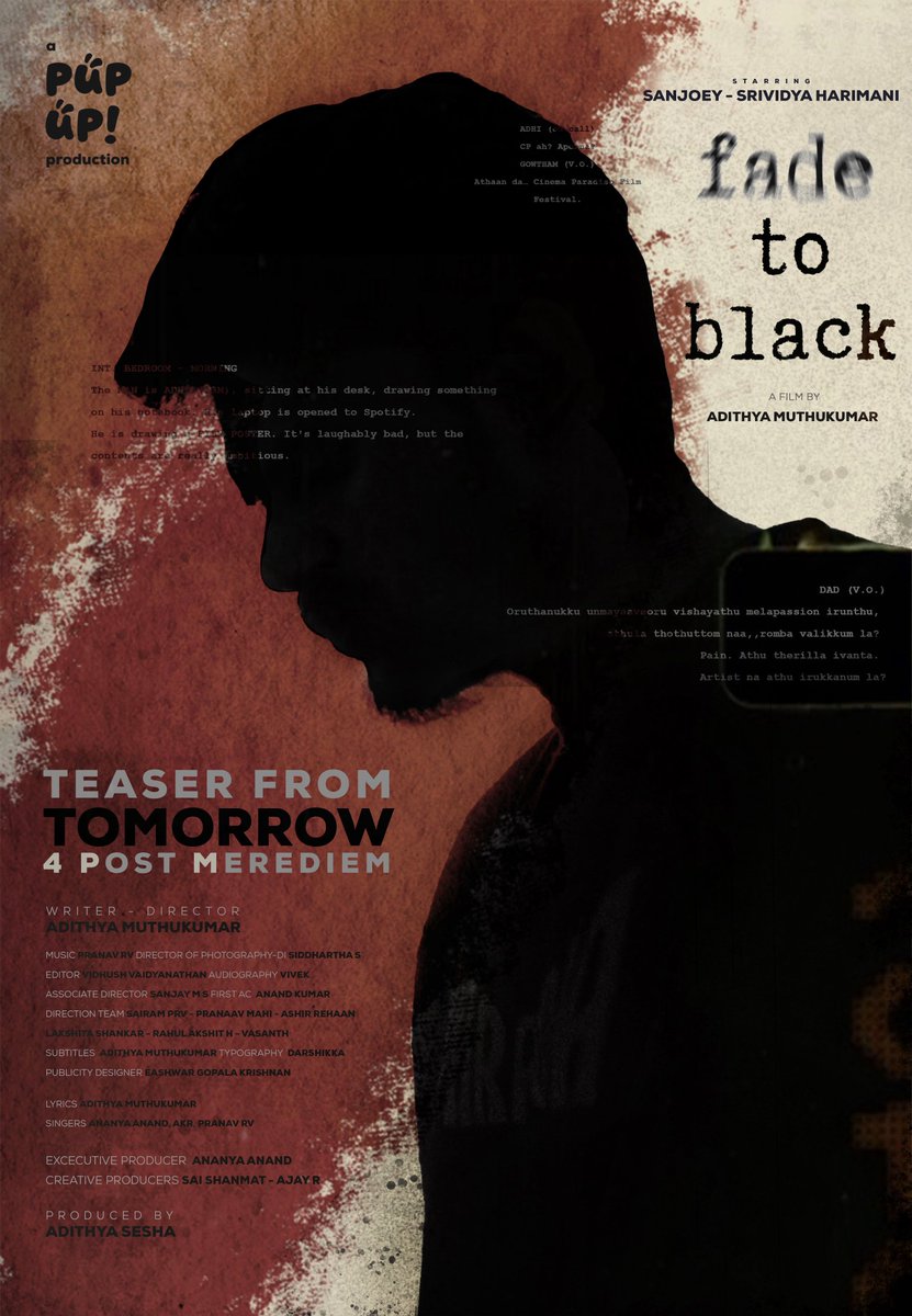 muthuwu's tweet image. #FadeToBlack teaser from tomorrow 4 PM 🥰🥰🥰
@adithya_ssh @sanJoey13 @stfuixalmao @siddrothstein @vidhusheditor @vivek_listens @ananyawwww @anaxdkumxr @raamofflimits @pranaavalt @lakshitpostss @dricatesthetic @EashwarGKrish
