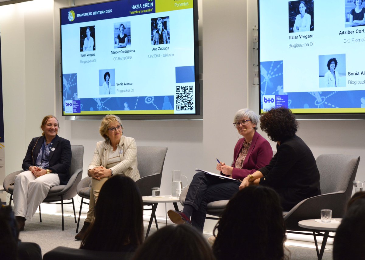 🔬🌟 Hoy hemos celebrado una mesa redonda, "Investigadoras y directivas: un cambio a favor del liderazgo femenino"

Las protagonistas Ana Zubiaga, Itziar Vergara y Aitziber Cortajarena, han compartido sus experiencias en una jornada inspiradora para promover un liderazgo femenino