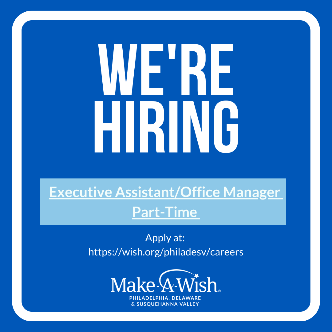 🚨 We’re Hiring! 🚨 We are looking for a Part-Time Executive Assistant/Office Manager!

💼 Hybrid role 
📋 Support leadership, manage operations &amp; welcome wish families
✅ 3-5 years of exec support experience
 
📩 Apply now: linkedin.com/jobs/view/4148…