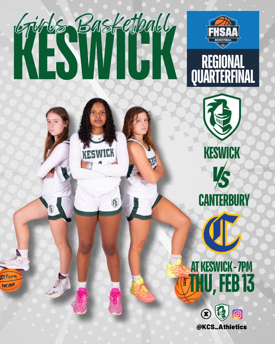 🏀 Regional Quarterfinals tonight at Keswick, 7pm. See you there!