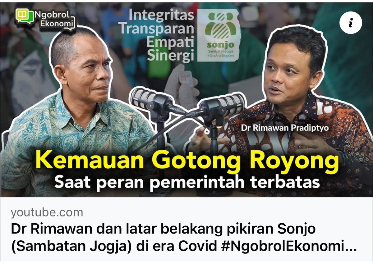 Di sesi ke-5 podcast Mas <a href="/AwalilRizky/">Awalil Rizky</a> kali ini kami mendiskusikan SONJO (Sambatan Jogja). Di sinilah kami beberkan bagaimana desain beberapa program SONJO didasarkan pada Ilmu Ekonomi. Benar Ilmu Ekonomi pada umumnya menggunakan matematika sebagai “bahasa”, namun berbagai teori