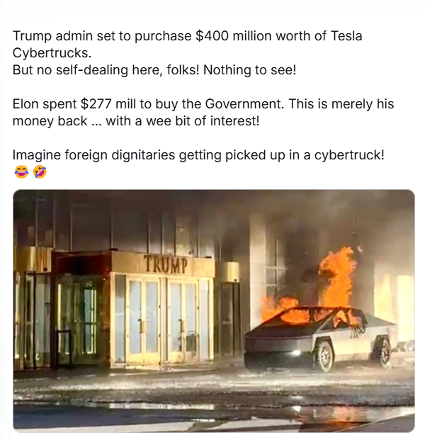 Sabrina_McDa's tweet image. #cybertruck #selfdealing #PresidentMusk #Grift
#FraudWasteAbuse